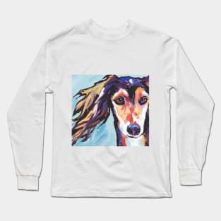 Saluki Hound Bright colorful pop dog art Long Sleeve T-Shirt